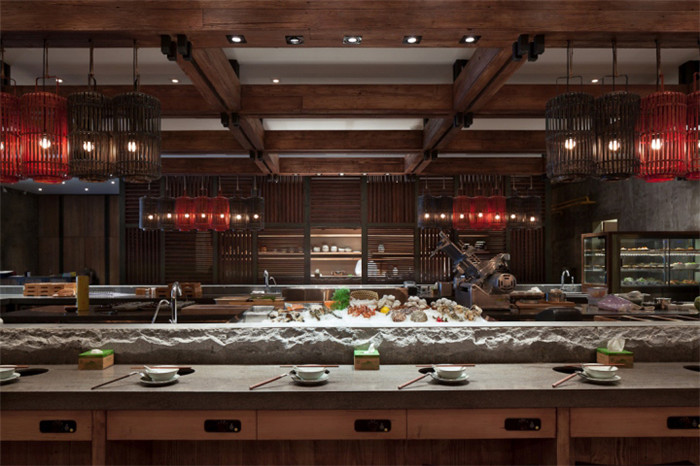 有機火鍋餐廳明檔吧臺區(qū)設(shè)計