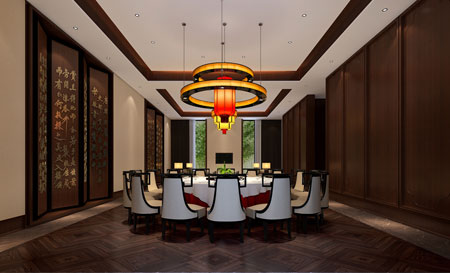 平頂山葉縣賓館新中式餐廳設(shè)計(jì)效果圖 平頂山葉縣賓館新中式餐廳設(shè)計(jì)效果圖